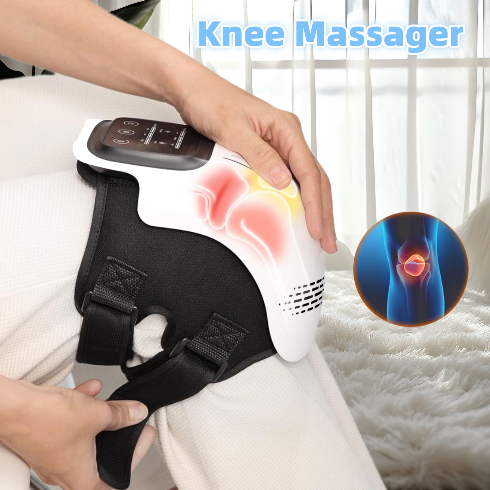 Electric Knee Massager Rechargeable Pain Relief Infrared Laser Vibration Knee Massager