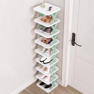 1Pc 9Tier Narrow Entryway Shoe Rack Plastic Vertical Shoe Organizer